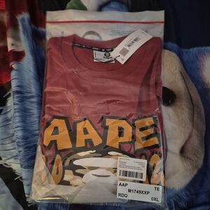 AAPE By Bape Red Graphic Short Sleeve T-Shirt